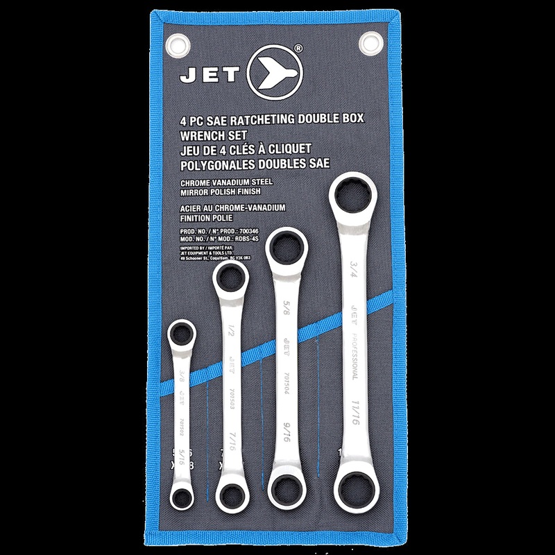 SureWerx (545) 700346 JET Ratcheting Double Box Wrench Set - SAE - 4 pc - Model Number RDBS-4S